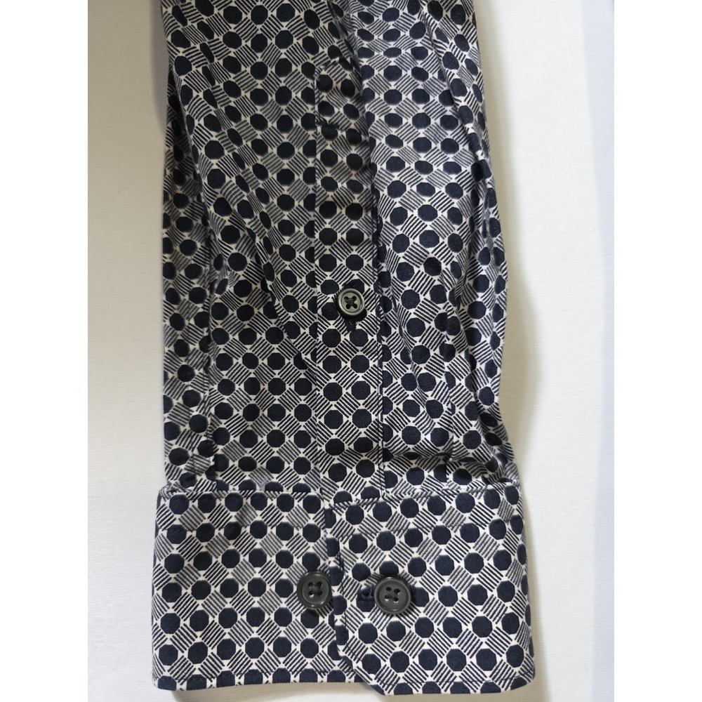 Express Slim Fit Dress Shirt Men 15-15.5 L Blue Geometric Button Up - Picture 10 of 10